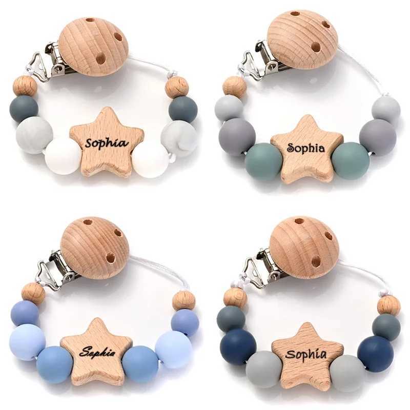Pacifier Holders Clips# Custom Name Beech Clip Choose Font Personalized Baby Pacifier Chain Silicone Bead Dummy Nipple Holder Teether Chain Newborn Gi
