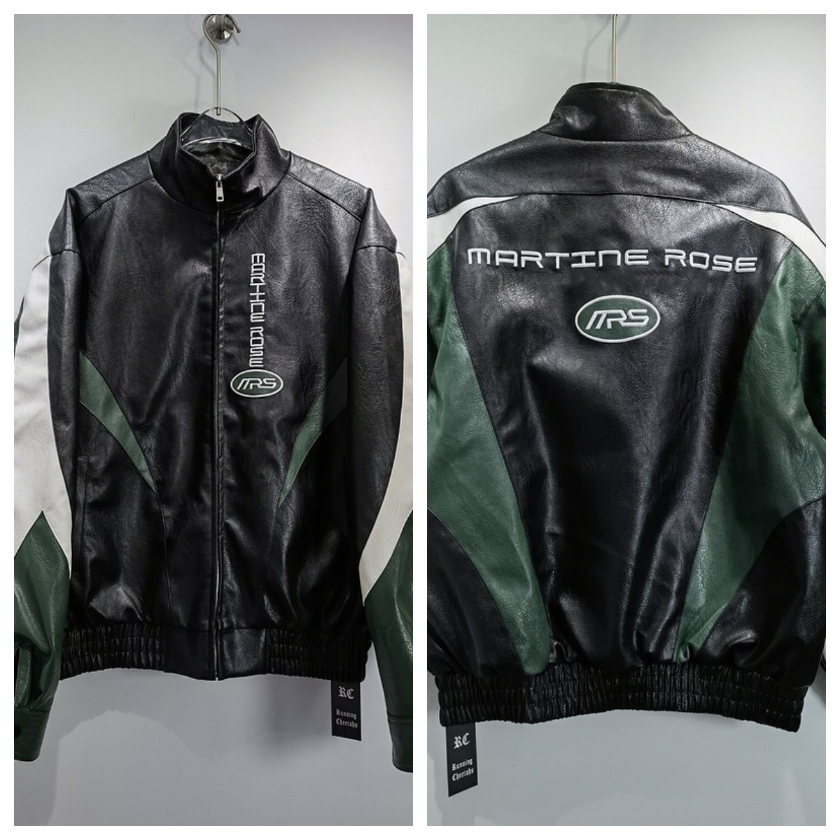 Men Designer Punk Style Heavy Industry Leather Jacket Retro Harajuku Splicing Embroidered Motorcycle Suit Couple windbreaker varsity Jacket Coat Martine Rose