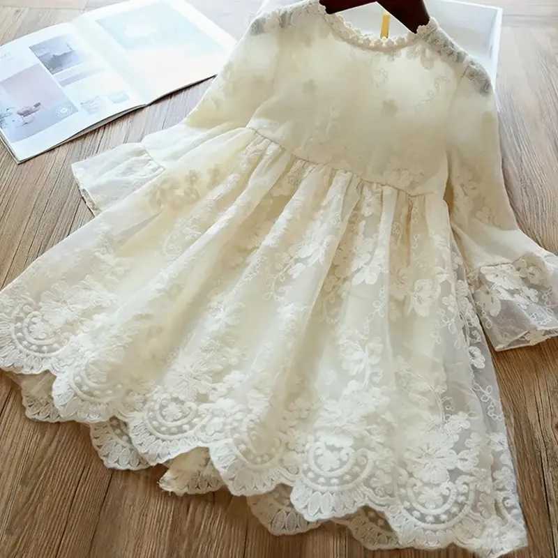 Kids Dresses For Girls Flower Lace Tulle Dress Wedding Little Girl Ceremony Par Birthday Dress Children Autumn Casual ClothingXJ241206