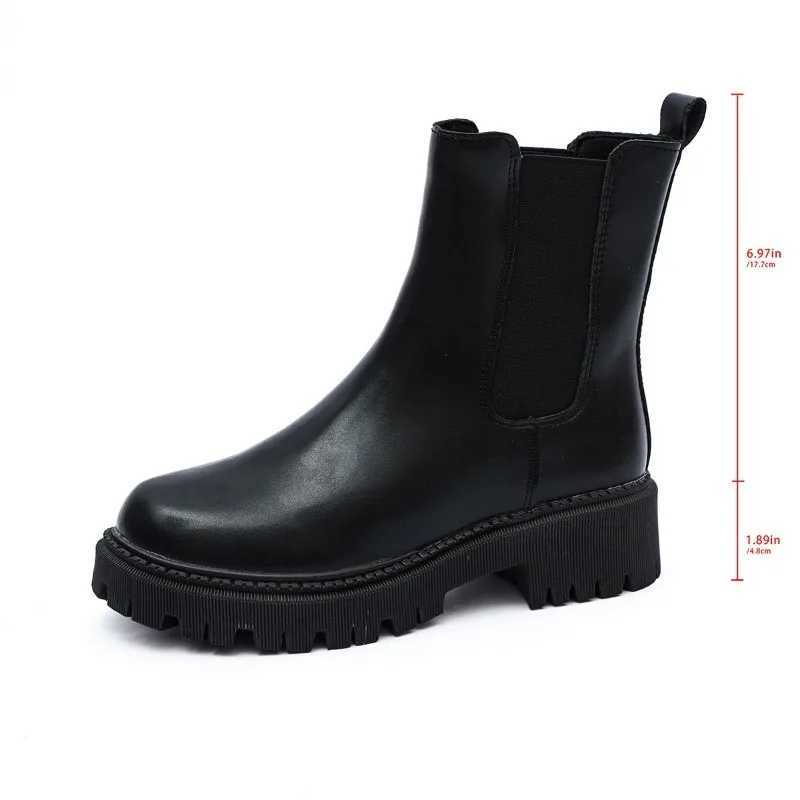 High Quality Wen New Winter Fi Round Lace Warm Ankle Boots Wen PU Leather Platform Shoes Suitable for Wen Zapatos 35-42 T241206