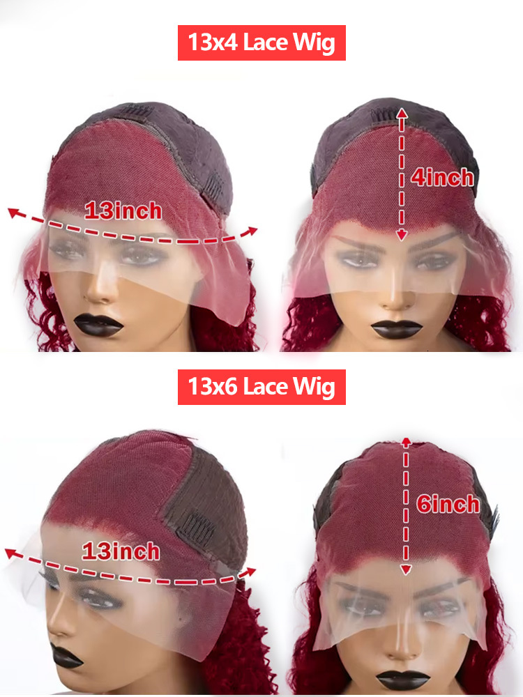 99J Bury Lace Front Short Bob Human Hair 13X4 Deep Wave Frontal Wig 13X6 Red Colored Curly Wigs