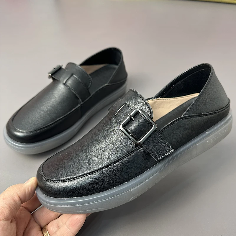 AIYUQI Loafers Woman Genuine Leather Spring New Student Sneakers Girl Flat Large Size Nurse Shoes Girl