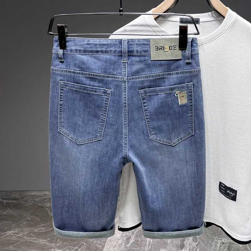 Summer Mens Ultra-thin Denim Shorts Chinese Embroidery Classic Fashion Straight Shorts Business Casual Short Jeans MaleXJ241206
