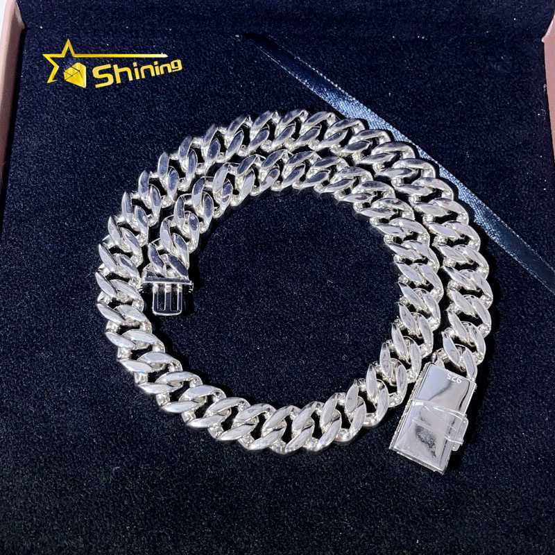 13MM 15MM Solid Sier Buss Down Hip Hop Men Rapper Iced Out Moissanite Cuban k Chain