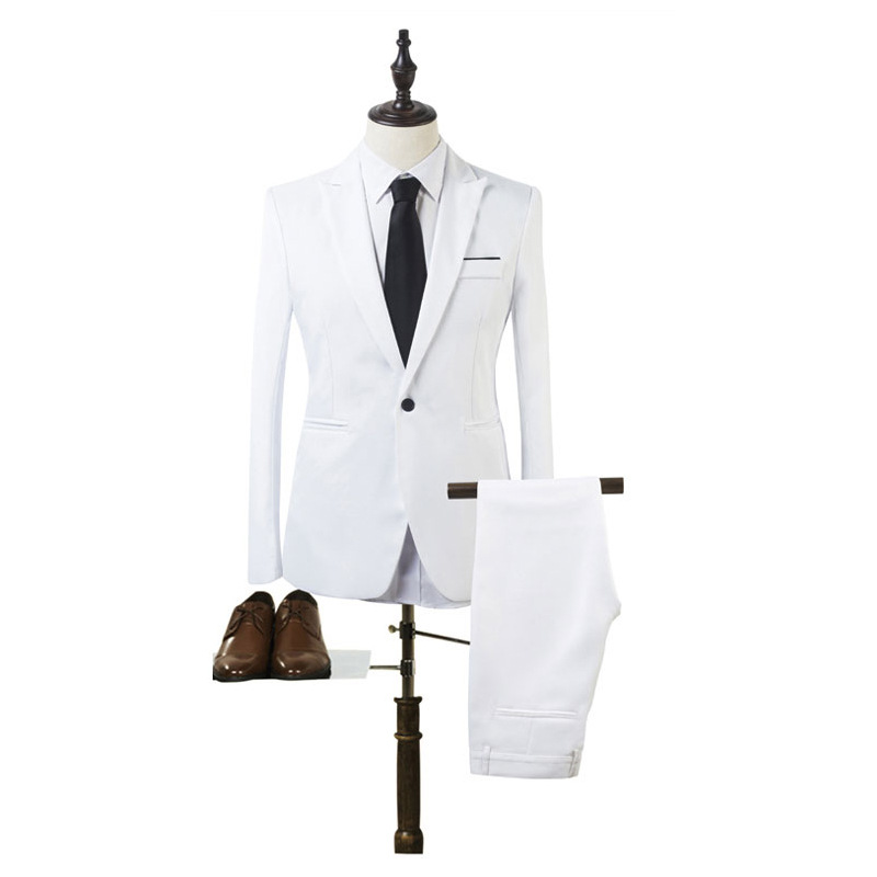M9241Solid color business casual suit two piece wedding suit groomsmen suit