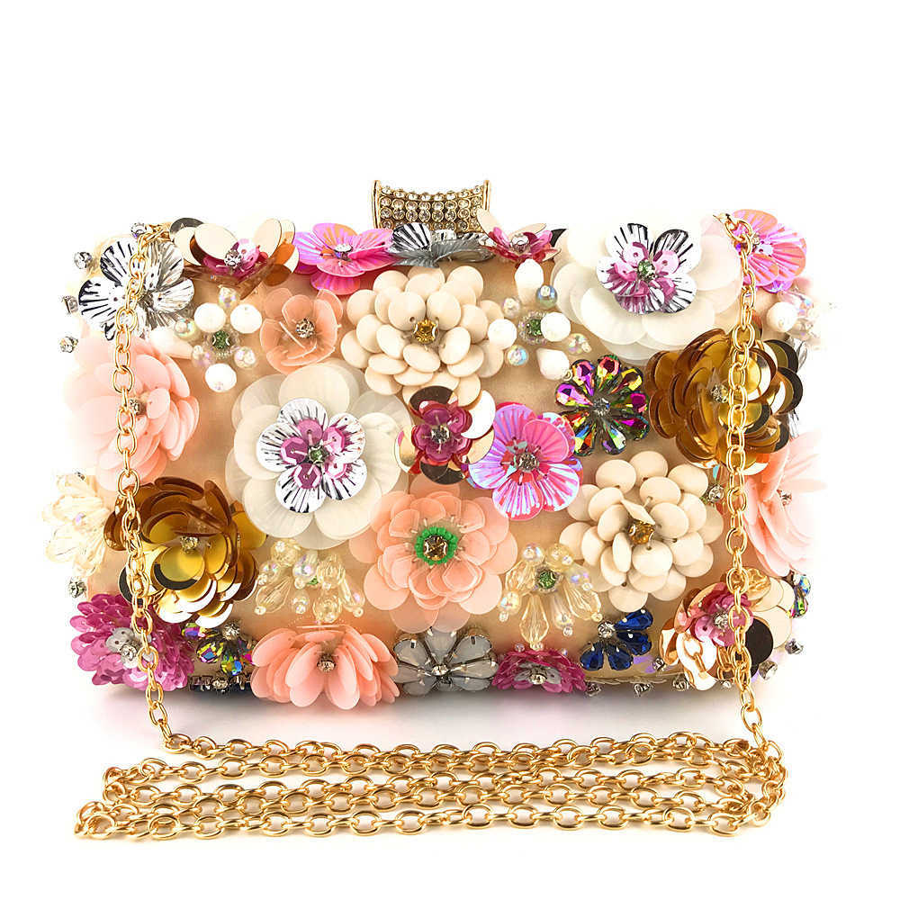 Clutch Bag Straight Dinner Bag Womens Color Bead Piece Flower String Bead Temperament Cheongsam Bag 240920