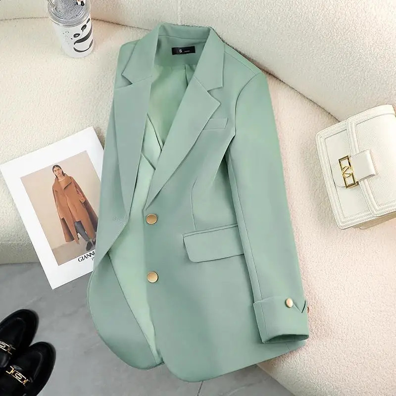 Autumn Blazers Femme 2024 Korean Fashion Office Lady Formal Jackets Coats Elegant Outerwears Long Sleeve Casual Solid Tops 241204