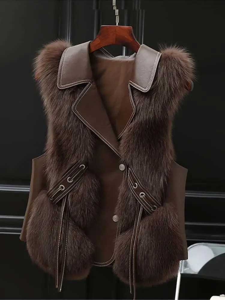 Fur Coat Womens Vest 2024 Autumn and Winter New Jacket Short Outerwear Lady ClothingXJ241206