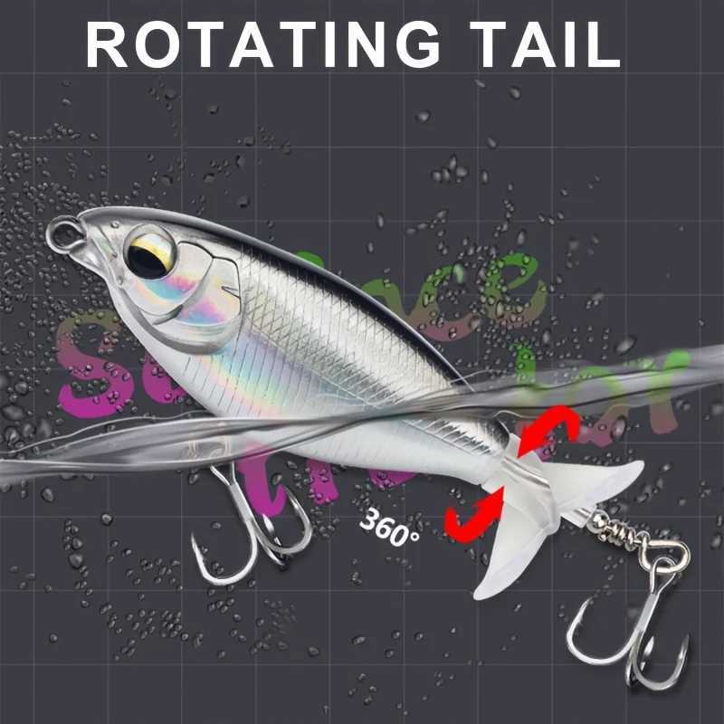 5pcs 3D Topwater Fishing Lure 6g/11g Whopper Popper Bait Artificial Hard Plopper Soft Rotating Tail Fishing TackXJ241128