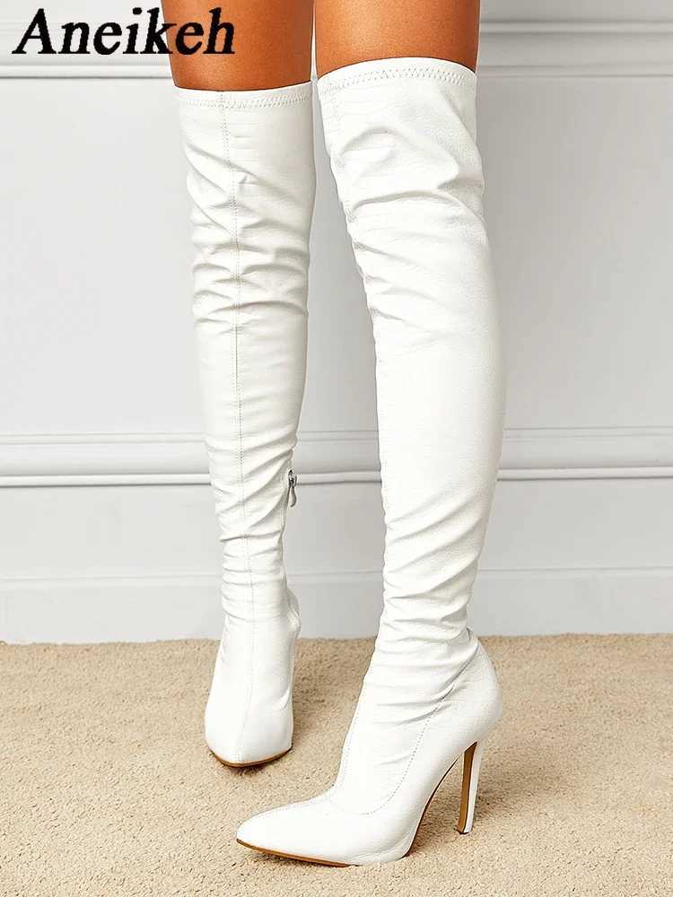 High Quality Aneikeh sexy Lg boots Over Knee object god Strip Pole Dance boots Thin H Pointed Toe womens boots Spring Botas De Mujer T241206