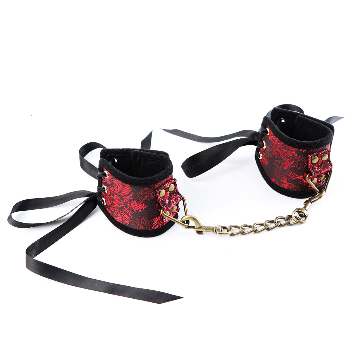 SM Adult Binding Milk Velcro Handcuffs Red Pattern Binding Hand and Foot Cuffles Chinese Style Fun Products Foot Cuffles