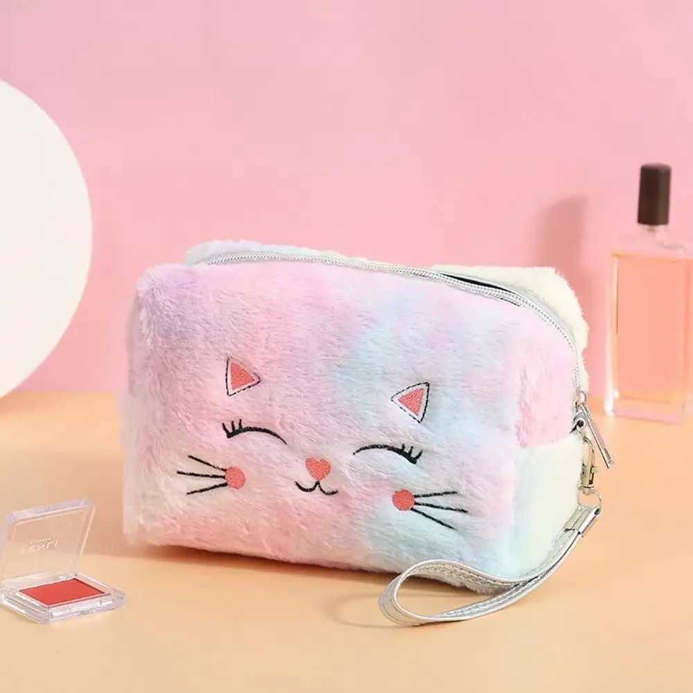 Carto Plush Cosmetic Bag Women Colorful Makeup Pouch Portable Toiletry Bag Travel Organizer Female Beauty Case NeceserXJ241206