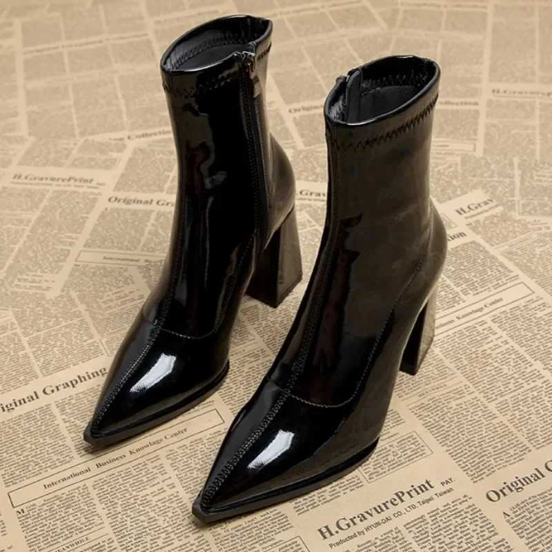 High Quality Autumn Wnen Tall Boots New Winter Plus Veet Pointed Toe Thick Boots T241206