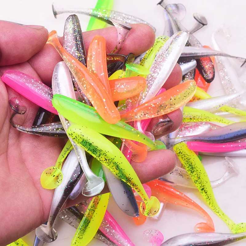 30pcs/bag Two Tone T-tail Soft Bait 5.5cm/7cm/9cm/12cm Silicone Swimbait Wobbrs Lures Lifelike Artificial Bait Fishing TackXJ241128