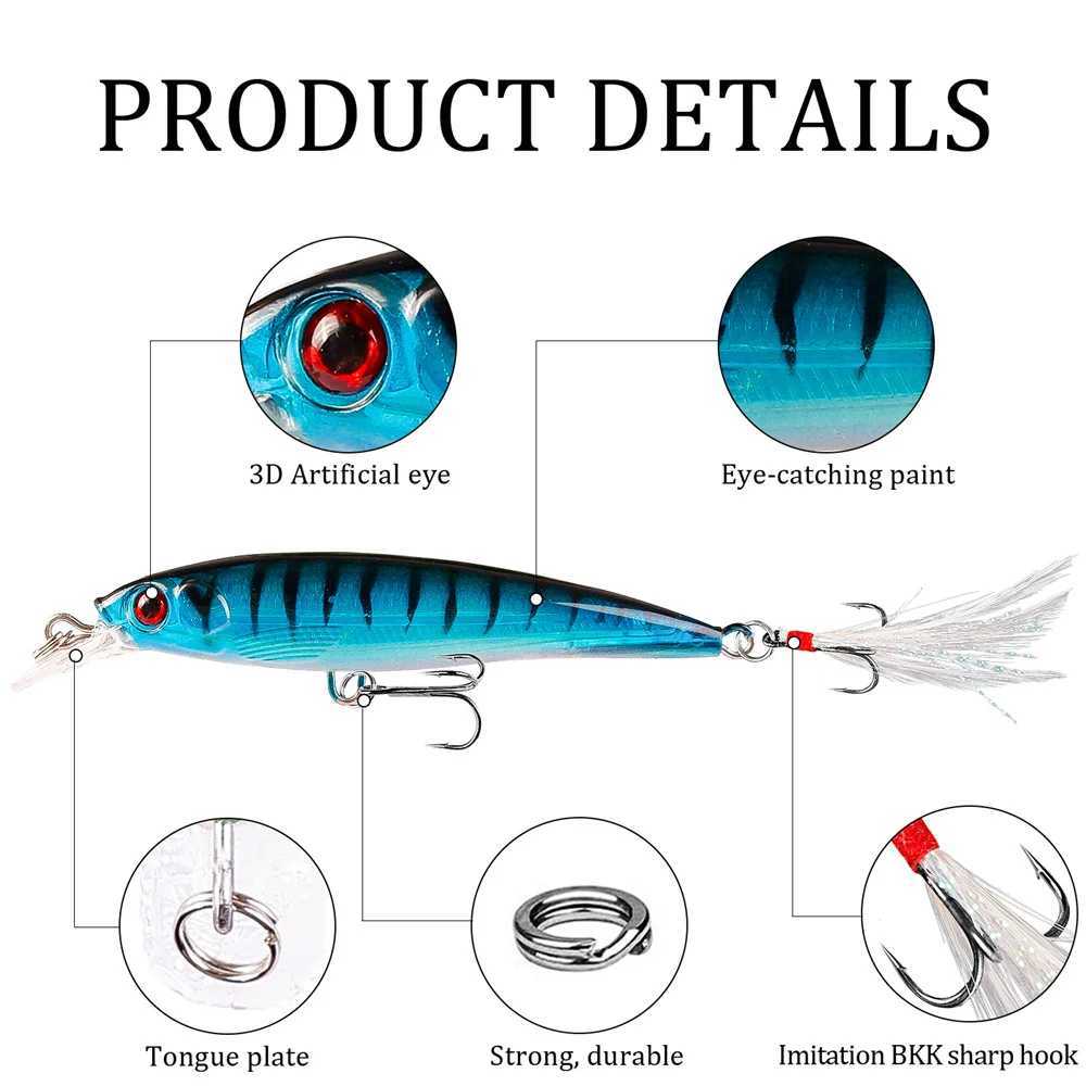 1Pcs Hard Plastic Crankbait Sinking Fishing Lure 7.2g 9cm Minnow Artificial Bait 3D Eyes Trolling Tack For Bass Pike CarpXJ241128