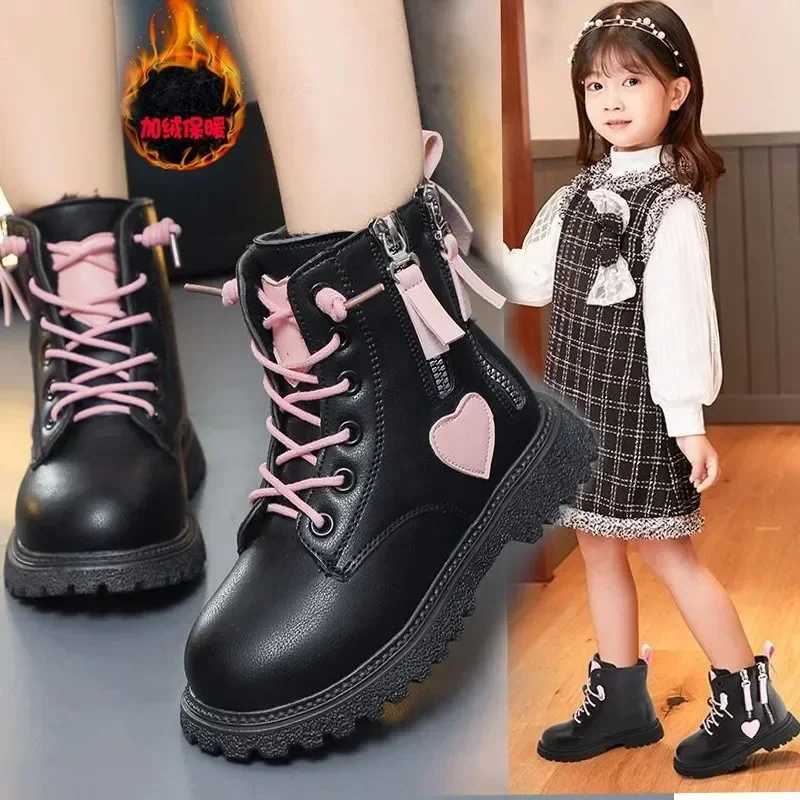 Girls Ankle Boots 2024 New Autumn and Winter Fashion Double Zip Beautiful Princess Non-slip Performance Boots for Catwalk CasualXJ241206