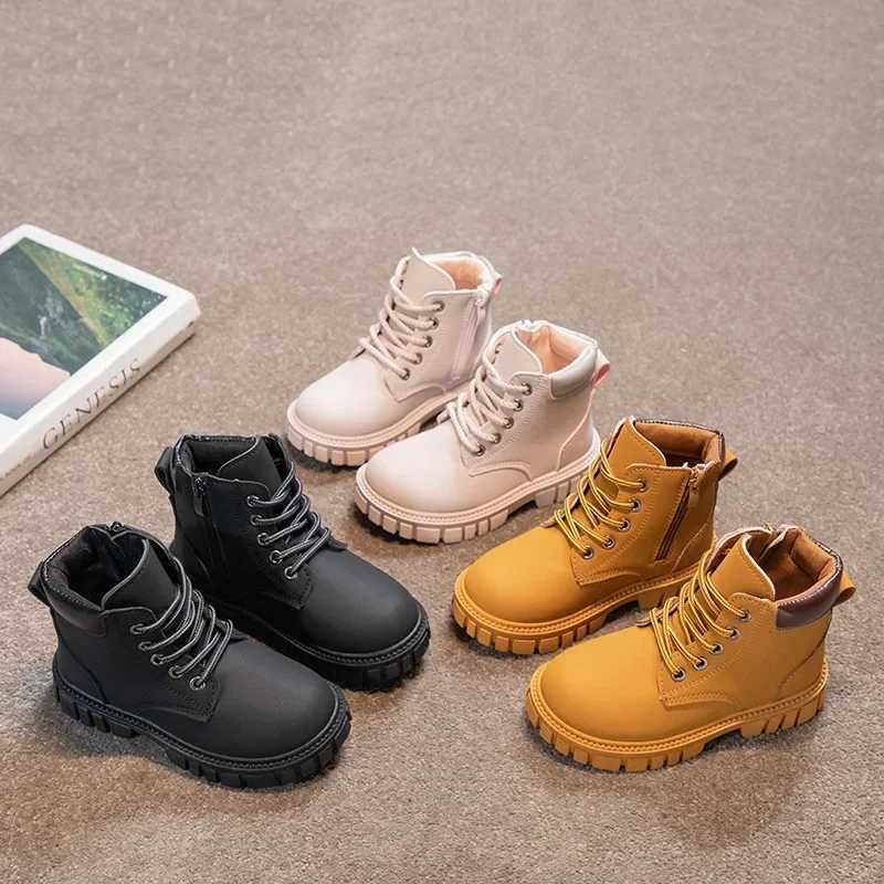 Children Leather Boots Girls Fashion Autumn Casual Ankle Boots Waterproof Non-slip Kids Boys Winter Outdoor Short Riding BootsXJ241206