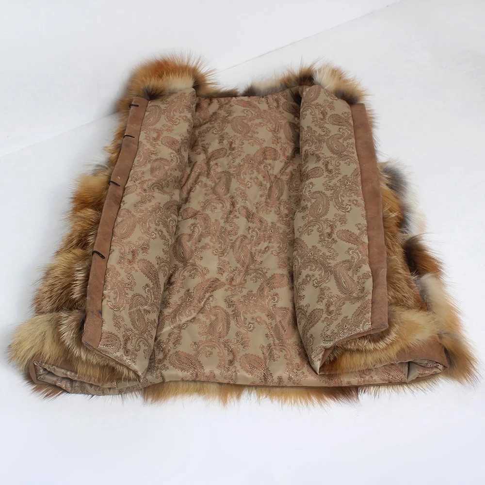 Winter Women Genuine Red Fur Vest Fashion Warm 100%Natural Fluffy Fur Gilet Lady Luxury Real Fur Sveless JacketXJ241206