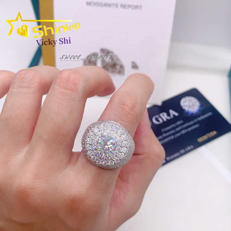 Shining Hip Hop Jewelry Rings GRA Certificated 925 Silver Iced Out VVS Moissanite Ring Custom Rings For Men