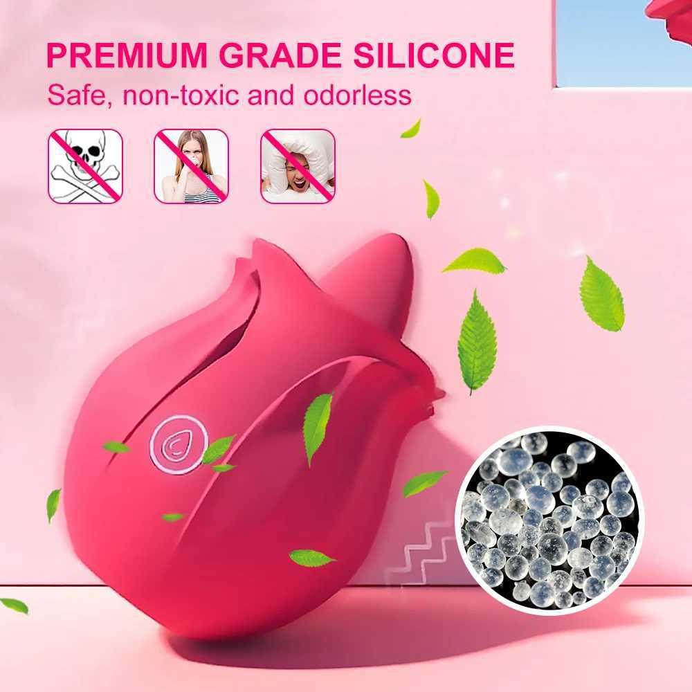 Powerful Rose Tongue Licking Vibrator for Women G Spot Female Clitoris Oral Stimulator Vagina Sucking Massager Adult Sex ToysXJ241206