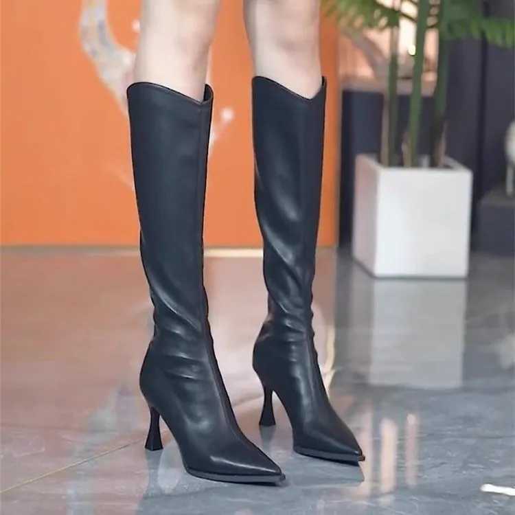 High Quality Wern Wen Modern Boots Pointed Toe Outside Fem Casual High H Shoes Fi Party Dress Womens Knee High Boots T241206