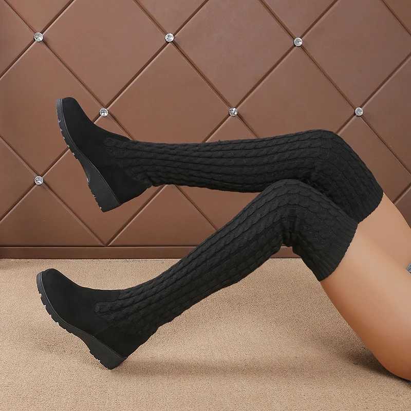 High Quality Sexy ultra-thin fit knee high boots warm in winter medium density fiber L.G. boots with slider stretch fabric thick high Botas T241206