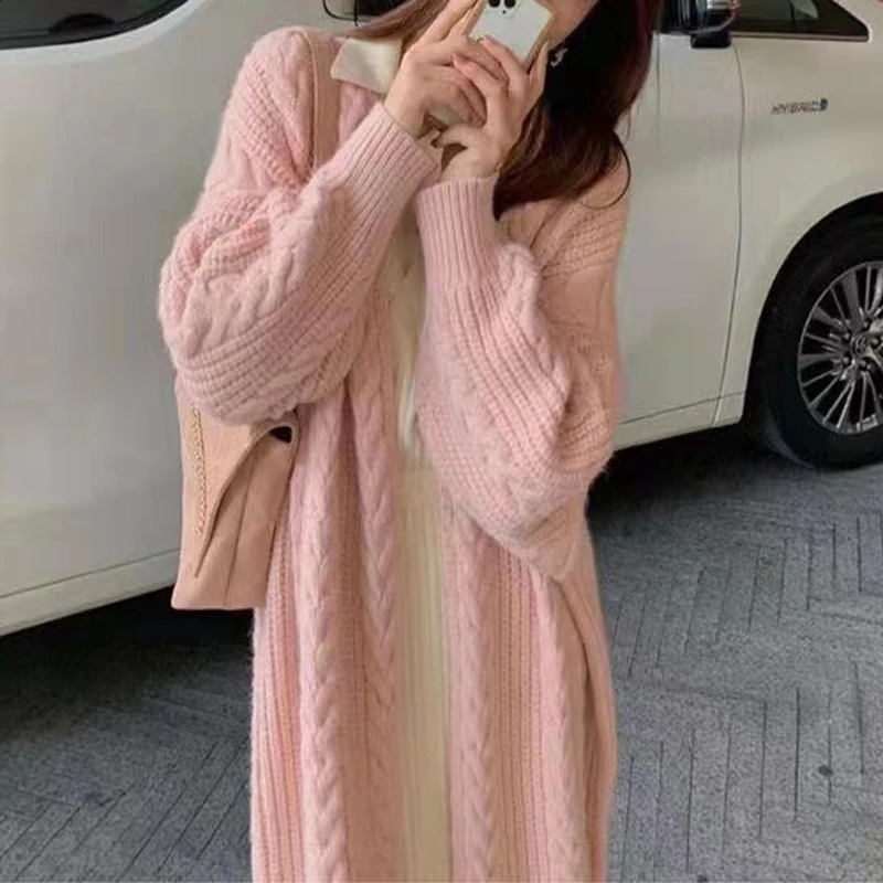 Women Sweater Cardigans Autumn Winter Knitted Jackets Korean Loose Oversized Long Sleeve Elegance Sweet Casual Coats Basics 241203
