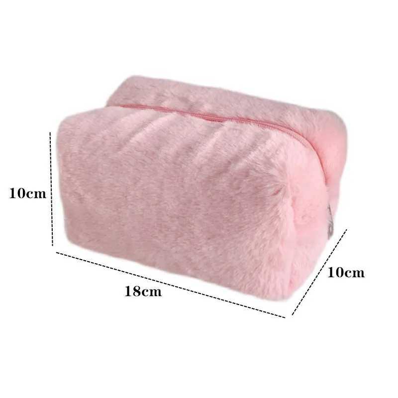 Fur Makeup Bags for Women Soft Travel Cosmetic Bag Organizer Case Young Lady Girls Make Up Case Necessaries 1 Pc Solid HandbagsXJ241206