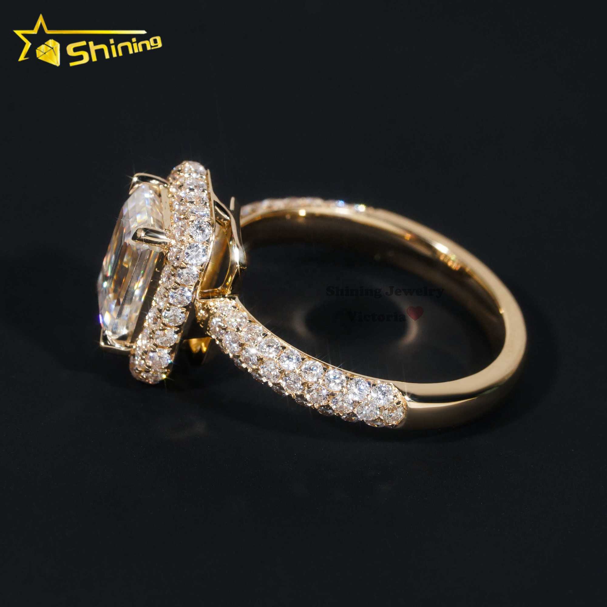 Fine jewelry custom soild gold engagement ring 10K 14k 18K real gold lab diamond moissanite luxury wedding bang ring for women