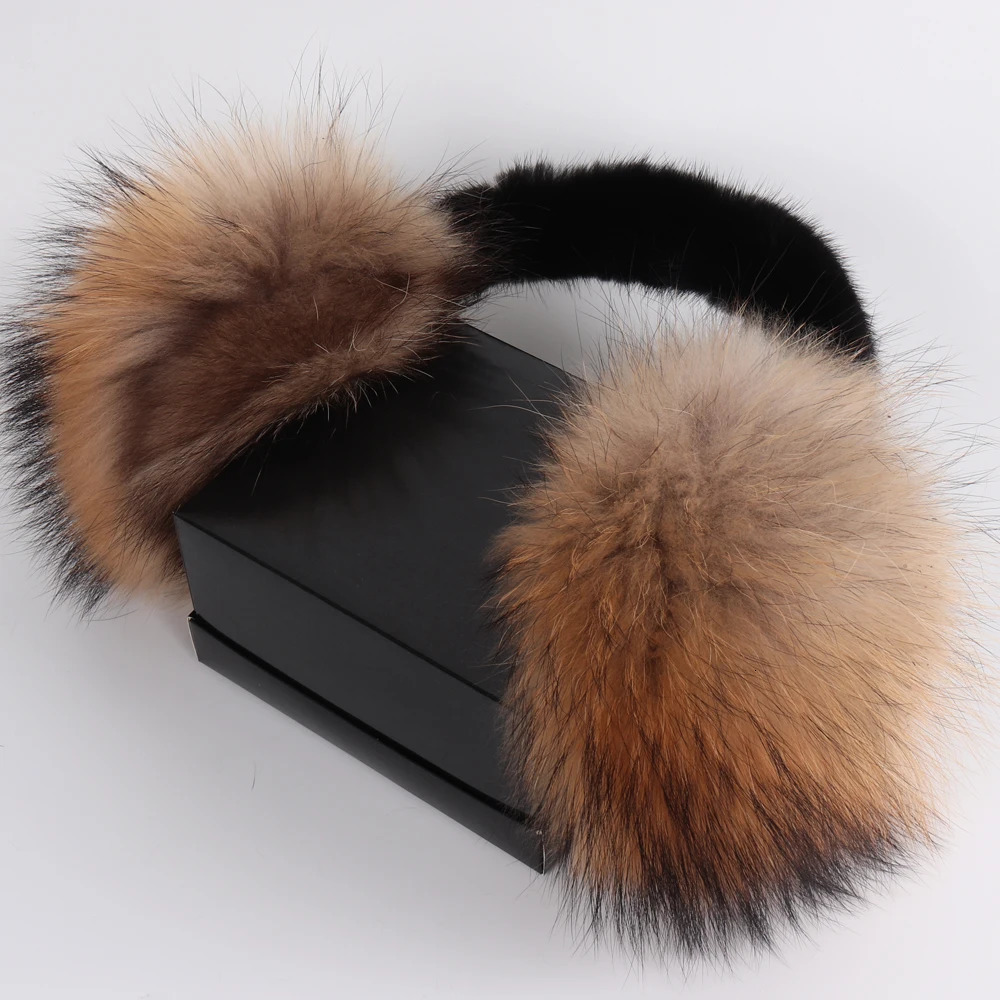 Fluffy 100% real fox fur earmuffs for winter warmth natural fox fur earmuffs for women real mink fur earmuffs for women 241205