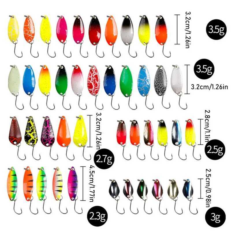 Sequined Fishing Spoon Lure Set Metal Baits Trout Fishing Baits For Trout Char And Perch With Tack BoxXJ241128