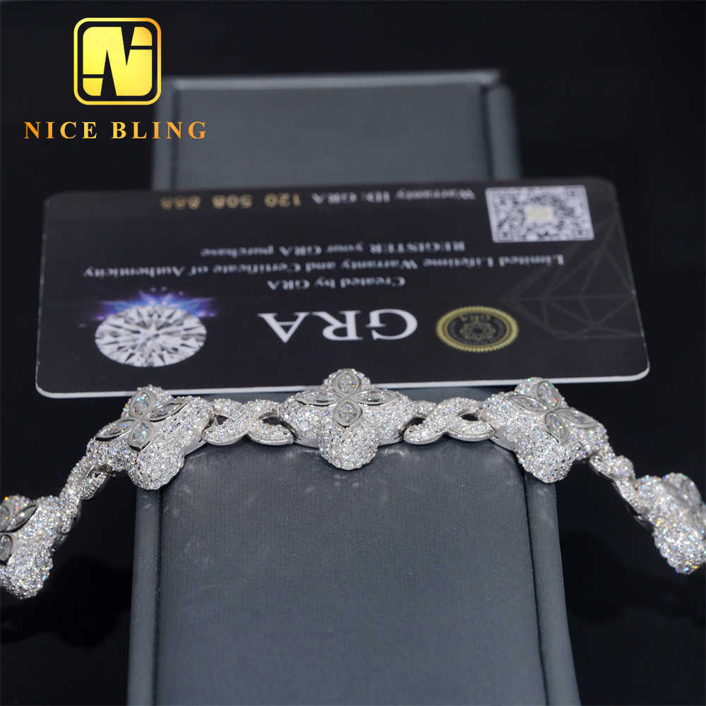 Custom Made Iced Out Luxury Jewelry Rapper Men Jewelry Hip Hop VVS1 Moissanite Diamond Cuban Bracelet