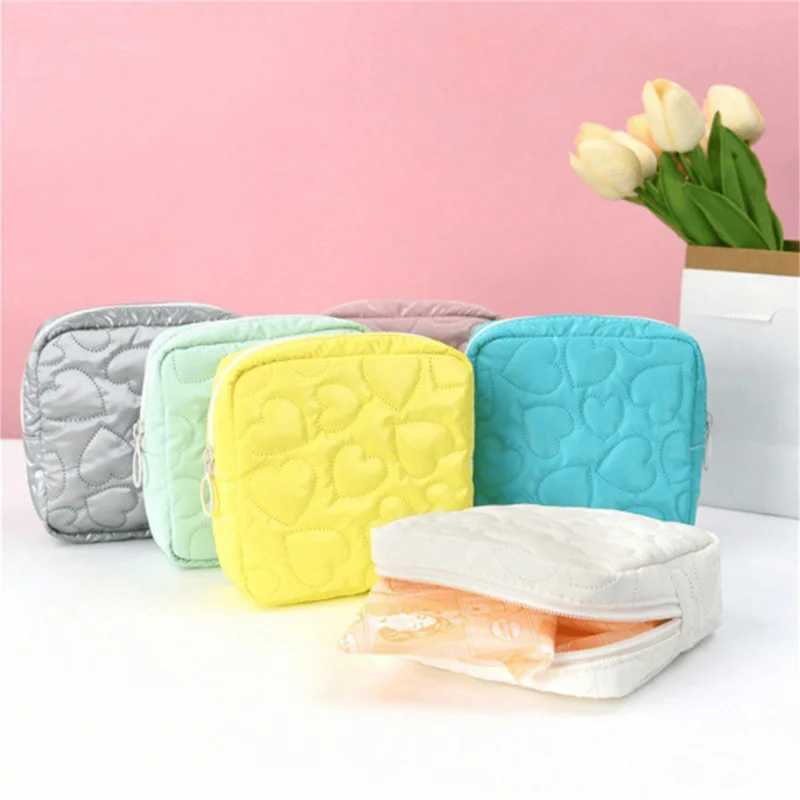 New Candy Color Square Glossy Cosmetic Bag Makeup Bag Pouch Portable PU Waterproof Storage Bag Women Sanitary Napkin OrganizerXJ241206