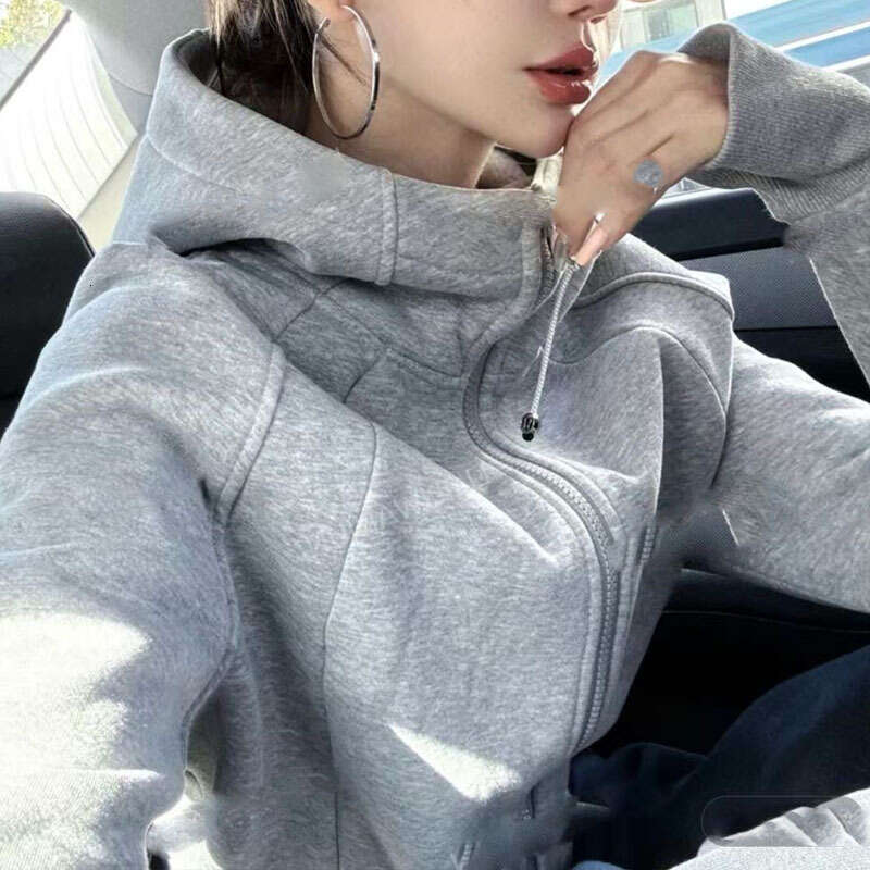 Lazy Style Solid Color Cardigan Zipper Hooded Long-Sleeved Sweatshirt For Women Autumn New Temperament Versatile Jacket