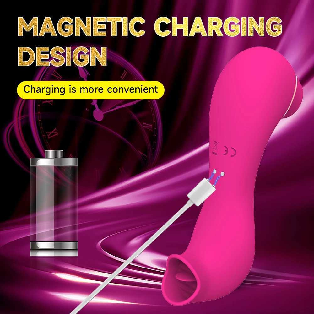 2 in 1 Sucking Vibrator with Tongue Licking 10 Modes Vagina Clitoris Stimulator Oral Sucker Erotic Sexy Sex Toys for WomenXJ241206