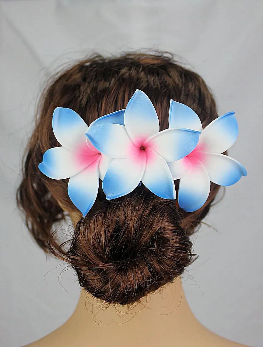 Free delivery HM1029 24 pieces/batch 8 colors 18x8CM foam Plumeria hairpin female hairpin Hawaiian tropical flower wholesale 241205