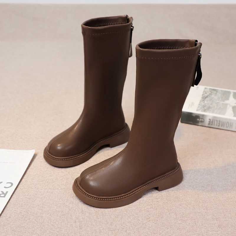 Children High Boots for Girls Spring Autumn Waterproof Non-slip Fashion Kids Elegant Princess Boots Simple Korean Sle 2024 NewXJ241206