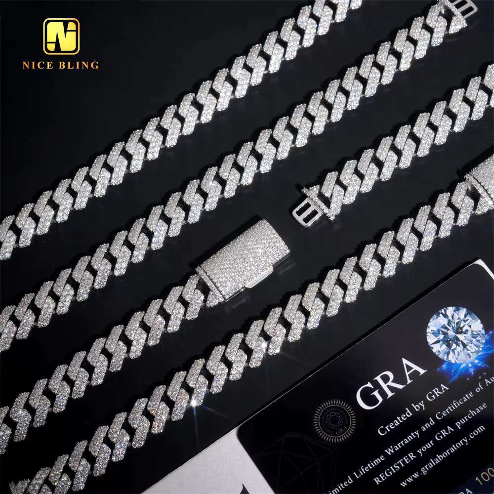 Pass Tester 12mm Custom Iced Out Dia Hip Hop Jewelry Cuabn k Chain Sier VVS Moissanite Necklace A+