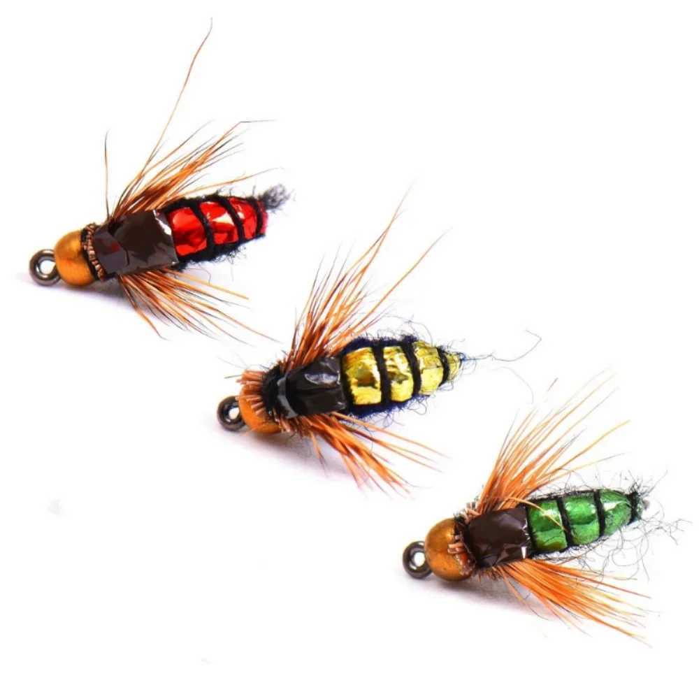 5/10pcs Brass Bead Fast Sinking Nymph Scud Fly Bug Worm Trout Fishing Flies Artificial Insect Fishing Bait LureXJ241128