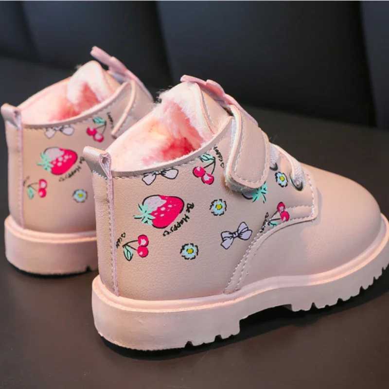 Princess Girl Shoes Fashion Trend Girl Boot Versatile Warm Winter Boot Daily Cute Child Shoe Winter Fleece Ankle Boots ZapatosXJ241206