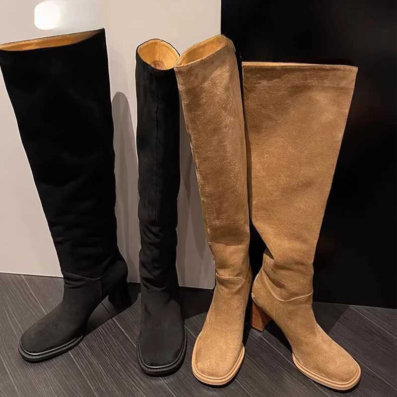 High Quality Chunky Wen High Boots High H suede pleated shoes Wan Fi Trend Boots Pumps snow boots designer Mujer Botas T241206