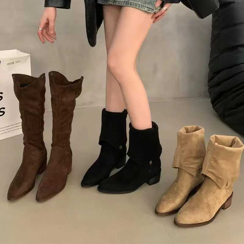 High Quality Warm knee high boots winter suede mid H shoes brand short and chubby snow boots Fi warm pump elegant Botas unprinted good product T241206