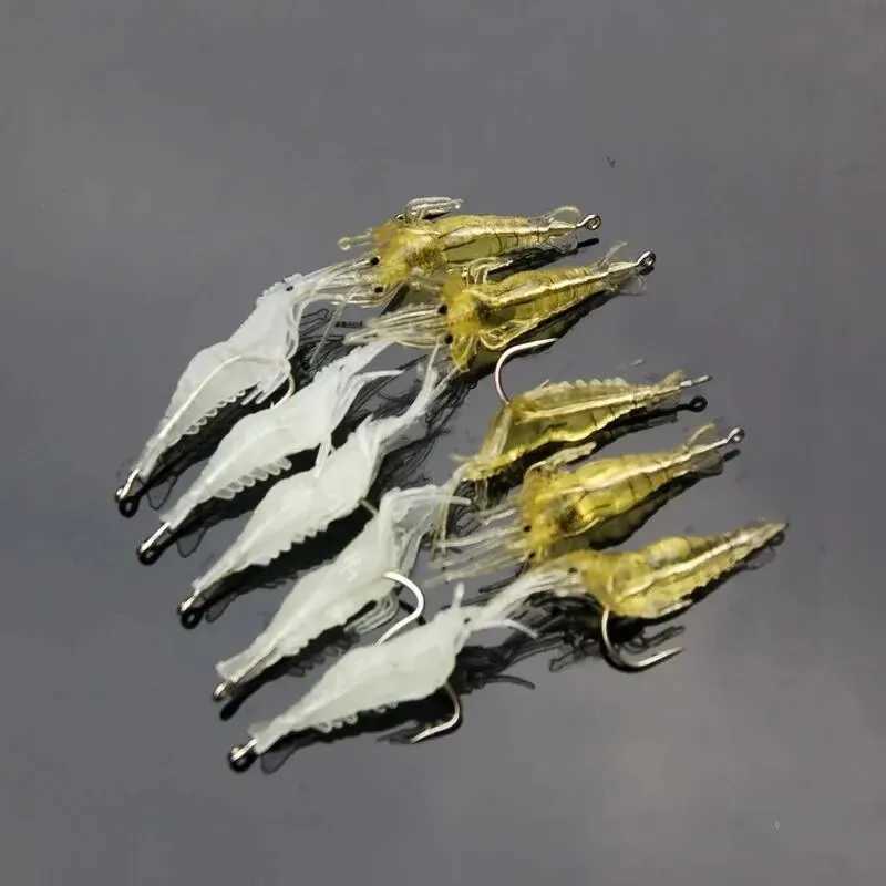 20PCS Isca Artificial Soft Shrimp Lure Worm For Fishing Bait 1.3g/4cm Hook Sharp Crankbait Lures Silicone Shone Prawn BaitXJ241128