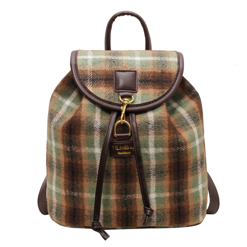 New grid design retro style handheld student girl designer backpack lightweight trendy bag bag