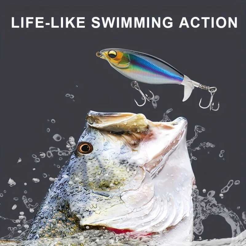 5pcs 3D Topwater Fishing Lure 6g/11g Whopper Popper Bait Artificial Hard Plopper Soft Rotating Tail Fishing TackXJ241128