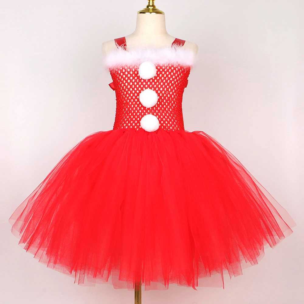 Red Santa Claus Costumes for Girls Christmas Tutu Dress for Kids Xmas New Year Outfit Children Father Christmas ClothesXJ241206