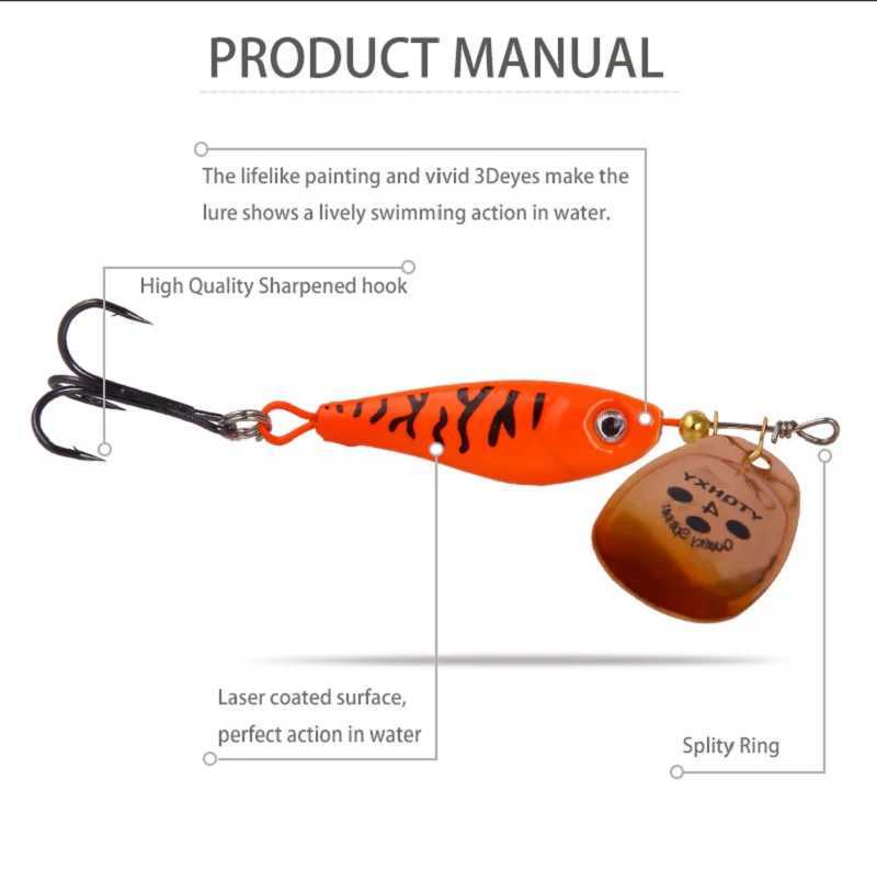 Fishing Lures 11g 15g 20g Rotating Metal Fishing Hard Artificial Hard Baits Crap Bass Pike Fishing Tack Bionic Crank LuresXJ241128