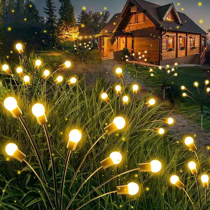 LED Solar Firefly Light String for Outdoor Courtyard - Ground-Inserted Atmosphere Lighting