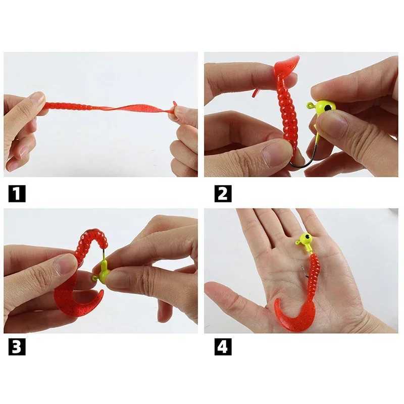 10pc Jigging Soft Silicone Fishing Lures 35mm 55mm Shrimp Fishy Smell Wobbrs Spiral Tail Artificial Swimbaits Shad SoupXJ241128