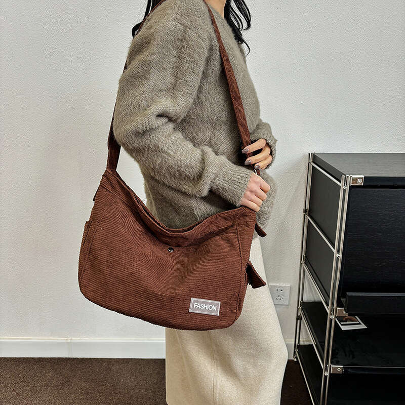 Corduroy Women's Summer Large Capacity New Casual Crossbody High-End And Versatile Canvas Dumpg Bag, Fashionable Quality Classic B4